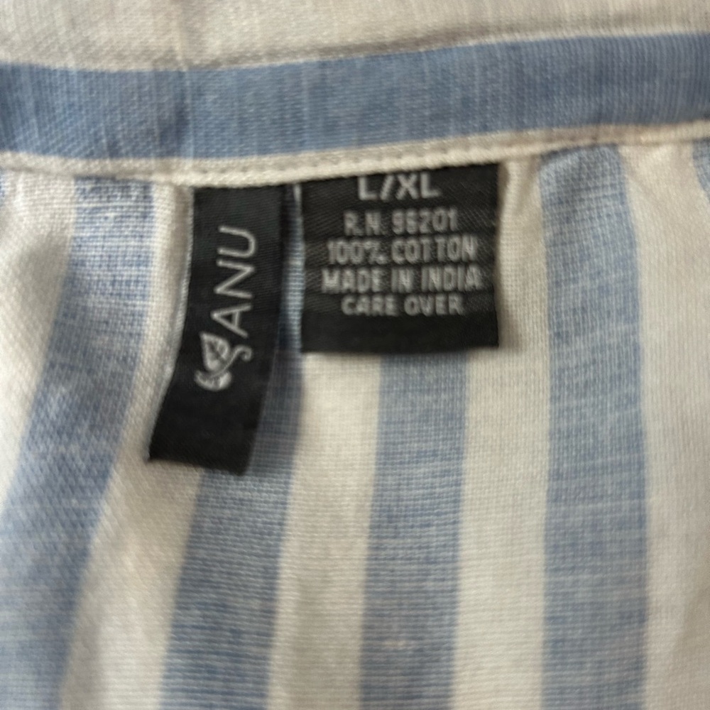 ANU‎ Cotton Floral Embroidered Boho Striped Top L-XL - Picture 4 of 9